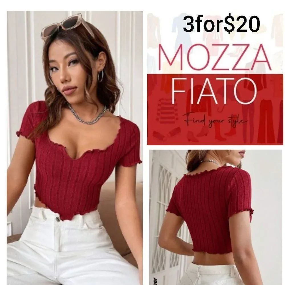 3for$20 NWT SHEIN EZwear Lettuce Trim Crop Tee
